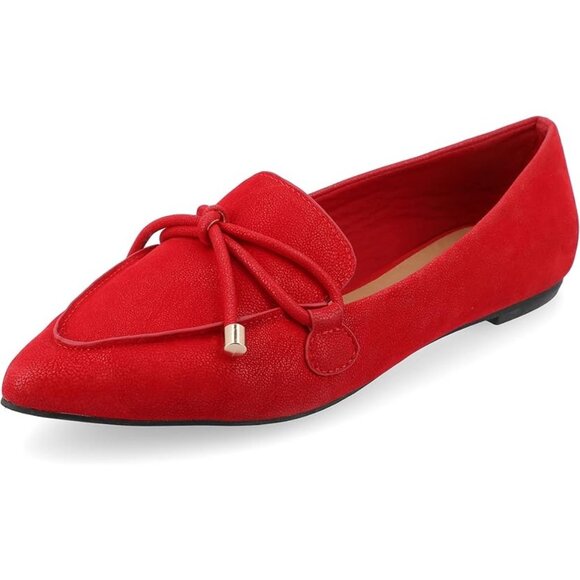 Journee Collection Women's Loafer Flats Muriel Narrow Width Pointed Toe Red 10 - Picture 1 of 5